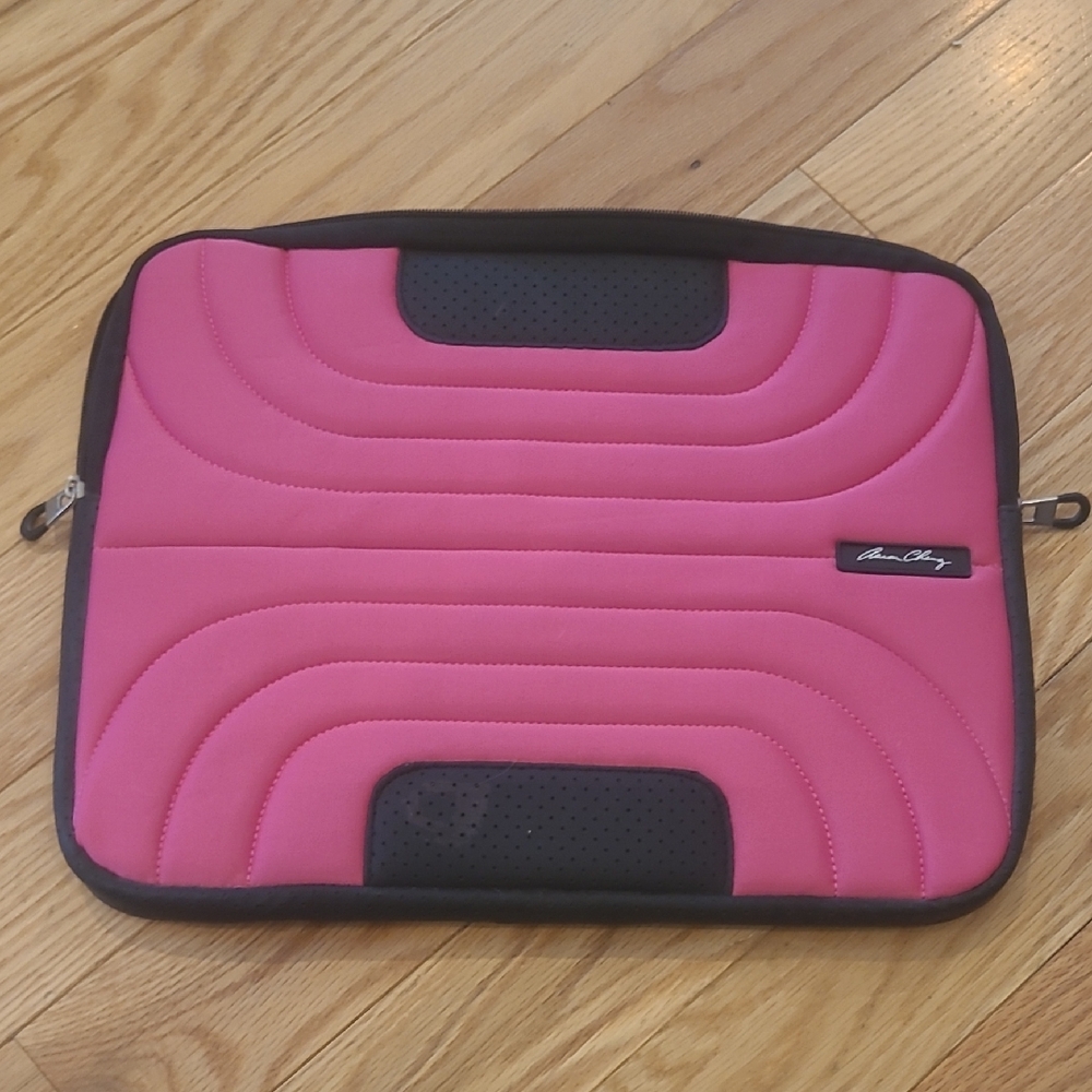 Aaron Chang Pink Quilted Tablet Sleeve with Black Trim
